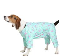 Large Dog Pajamas - Soft Stretchable 4-Legs Printed Pjs | Soft Breathable Onesie for Post-Surgery Recovery Comfort,Anti-Lick Suit & Keep Warm Shirt,Green