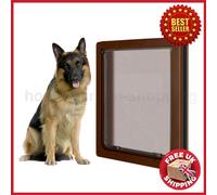 Large Dog Pet Door Flap 366 x 441 mm 2 Way Brown Gate Lockable Entrance Outdoor