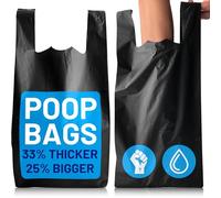 Large Dog Poo Bags - 2000 Pack, 33% Thicker & 25% Larger Poop Bag with Easy Tie Handles, 100% Leak Proof, Odour Free Pet Waste Disposal, Discreet Opaque Black