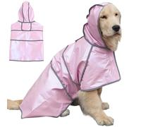 Large Dog Reflective Raincoat Waterproof Light Reflecting Slicker Lightweight Breathable Hooded Poncho Rain Coat Jacket with Adjustable Belly Strap and Leash Hole (Pinkish Purple, 4X-Large)