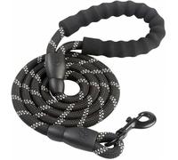 Large Dog Reflective Rope Large Dog Leash Walking Big Dog Collar Strengthen Harness Round Nylon Medium Dog-Black-1.2cm x 200cm