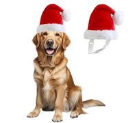 Large Dog Santa Hat with White Pompom,Adjustable XL XXL Pet Dog Christmas Hat Semi-Padded with Elastic Strap,Golden Retriever Great Dane German Shepherd Christmas Costumes (Large)