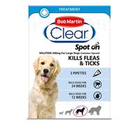 (Large Dog, Single Pack (3 Tubes)) Bob Martin Clear Spot On Dog Flea & Tick Solution