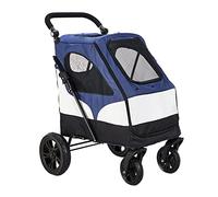 Large Dog Stroller, Dog Pram Luxury Pet Strollers for Medium Large Dogs, Pet Pushchair 4 Wheel Pet Gear Dogs Carriage Stroller for Cat, Dog and More, Foldable Carrier Cart(Blue)