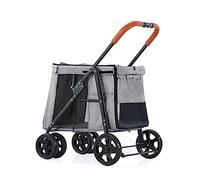 Large Dog Stroller Dog Strollers for Large Dogs Premium Pet 4 Wheel Pet Gear Pet Stroller for Cat Dog and More Foldable Carrier Strolling Cart (Blue) (Grey a)