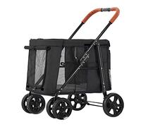 Large Dog Stroller Premium Pet Pram Pushchair Luxury Large Dog Stroller 4 Wheel Pet Gear Foldable Carriage Travel Carrier Strolling Cart Prams Strollers (Green) (Black)