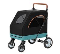 Large Dog Strollers for Large Dogs Luxury Dog Pram Stroller Breathable Pet Pushchair Travel Carrier 4 Wheel Pet Strollers Cart Great for Twin Cats Dogs (Grey a) (Nero)