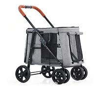 Large Dog Strollers Pet Dog Stroller for Large Dogs, Foldable Pet Pram Luxury Carrier Cart Premium Pet Pushchair 4 Wheel Pet Gear Stroller Carriage for Cat, Dog and More(Gray a)