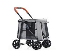 Large Dog Strollers, Pet Dog Stroller for Large Dogs, Pet Pram Luxury Foldable Carrier Cart Premium Pet Pushchair 4 Wheel Pet Gear Stroller Carriage for Cat, Dog and More(Gray A)