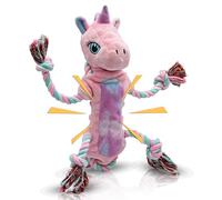 Large Dog Toys for Large Breed, Stuffed Interactive Medium & Small Dog Toys, Squeaky Funny Cute Plush Animals Puppy Toys - Pull Unicorn
