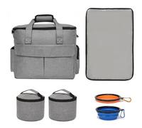 Large Dog Travel Bag, Airline Approved Pet Travel Tote Organizer Set with 2x5L Food Containers, 2 Collapsible Bowls & Feeding Mat, Portable for Dog Cat Weekend Road Trip Camping Hiking
