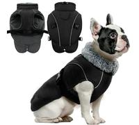 Large Dog Winter Windproof Reflective Warm Coat, Adjustable Neck & Snap Closure, Water Repellent Thick Vest, Fleece Lined for Golden Retriever, Black, XL