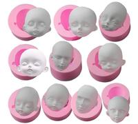 Large Doll Silicone Face Mould Clay Soft Pottery Moulds Flip Chip Drip Resin Face Moulds (10PCS)