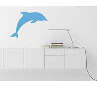Large Dolphin Decorative Vinyl Wall Art Sticker Decal Mural. Home, Wall Decor, Mirror, Window, Car (40cm Wide x 21.5cm high, Silver)