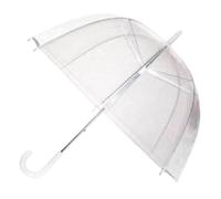 Large Dome Umbrella Clear Birdcage Ladies Transparent Wedding Rain Brolly White Handle Spike See Through Round Bridesmaid Fashion Funeral Light Lightweight Womens Girls Travel Bird Cage
