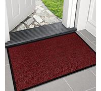 Large Door Mat for Outdoor Use - High Traffic Areas Dirt Grabber Kitchen Mat Soft Solid Pattern Waterproof Rubber Backing Anti Slip Floor Mat - 60 x 90 cm, Red