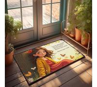 Large Door Mats Outdoor Girl With Butterflies: A Whimsical Autumn Tale Doormat Man Cave Decor Fall Door Mats Outdoor(65X90CM)