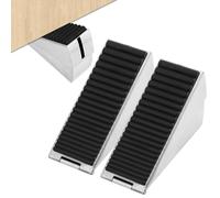 Large Door Stopper,Metal Rubber Gate Wedge Heavy Duty Gate Stop Wedge 3 Inch High Adjustable Spring Loaded Door Stop Suits Any Heavy Portal(Silver,Size:2 pcs)