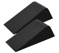 Large Door Stoppers for Bottom of Door, Rubber Door Stopper Wedge, Non-Slip Door Stop for Floor, Black Big Sturdy Doorstop for Home Office School Commercial Use, 2-Pack