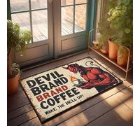 Large Doormats For Outdoor Entrance Devil Brand Coffee: Wake The Hell Up! Doormat Large Outdoor Rug Funny Front Door Mat Outdoor(40X60CM)