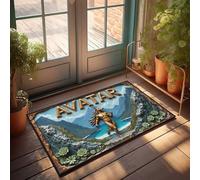 Large Doormats For Outdoor Entrance Golden Avatar Running Amidst Majestic Mountains And Ocean Views Doormat Large Outdoor Rug Funny Front Door Mat Outdoor(65X90CM)