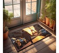 Large Doormats For Outdoor Entrance Man In Long Coat Walking Towards The Eiffel Tower At Sunset Doormat Mat Shoes Mat Shoes(40X60CM)