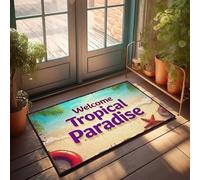 Large Doormats For Outdoor Entrance Welcome To Our Tropical Paradise Beach Resort Doormat Large Outdoor Rug Funny Front Door Mat Outdoor(40X60CM)
