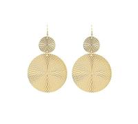 Large Double Circles Round Dangle Drop Earrings Geometric Statement Handmade Bohemian Dangling Earring Hook Studs Fashion Jewelry Gifts for Women Girls Yellow Gold (Yelloe Gold)