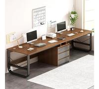 Large Double Desk 200x50cm for Home Office & Gaming Computer Writing Table with Drawers Stylish Study Workstation for 2 Persons Spacious & Functional