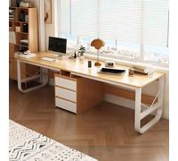 Large Double Gaming Desk for Two Dual Workstation with Drawers Wooden Writing and Study Table for Home Office Long Collaborative Desk for Gamers and Professionals