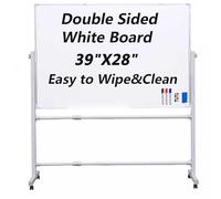 Large Double-Sided Magnetic Dry Erase Board on Wheels, Portable Adjustable Easel, 70x100cm/39x28in - Perfect for Office, Classroom, Presentations & Home Use