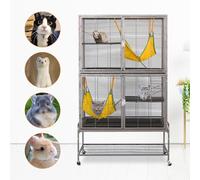 Large Double Story Levels Metal Portable Rolling Pet Ferret Cat Chincilla Rat Small Animal Playpen Cage