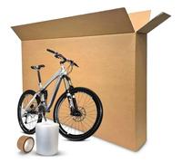 Large Double-Walled Bicycle Carboard Box | Strong Flat-Pack Packaging Box for Moving House | Artwork & Guitar Shipping Box Comes with 2 Handles, Bubble Wrap & Tape | Cardboard Bike Box for Air Travel