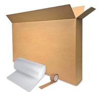Large Double-Walled Bicycle Carboard Box | Strong Flat-Pack Packaging Box for Moving House | Artwork & Guitar Shipping Box Comes with 2 Handles, Bubble Wrap &Tape | Cardboard Bike Box for Air Travel