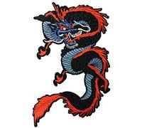 Large Dragon Embroidered Applique Iron On Sew On Patch 13.4''Suitable for DIY Jeans, Jackets, Clothing, Bags（Black Red）