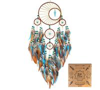 Large Dream Catchers for Girls Room Decor Boho Moon Dream Catcher Wall Decor Turquoise Hanging Ornament for Living Room Dorm Decor Hippie Gifts (Turquoise)