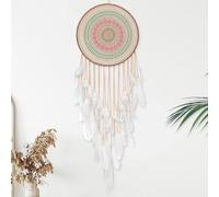 Large Dream Catchers Wall Hanging Decor, Boho Color Weaving with White Feather Tassel, Elegant Dream catcher for Adults, Bedroom Living Room Dorm Ornament, Festival Blessing Gift