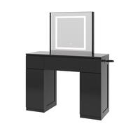 Large Dressing Table Adjustable LED Mirror Vanity Table Make up Desk and Drawers Toronto BLACK