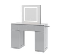 Large Dressing Table Adjustable LED Mirror Vanity Table Make up Desk and Drawers Toronto Grey