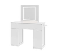 Large Dressing Table Adjustable LED Mirror Vanity Table Make up Desk and Drawers Toronto White