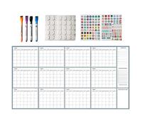Large Dry Erase Calendar - 140 x 86 cm No Date Planner with Markers and Magnetic Stickers - No Date Wall Calendar for Men, Women, Teachers, Work at Home