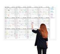 Large Dry Erase Calendar for Wall - Yearly Wall Calendar Dry Erase, 37" x 57.9", 12-Month Undated Blank Calendar Planner, Reusable Laminated Task Organizer, Great for Office, Classroom, Home