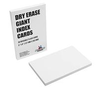Large Dry Erase Index Cards - 30pcs Laminated (8" x 5") Cards Blank w/Tuck Box - Reusable Dry Erase Note Cards for School, Work, Housework, to Do Lists