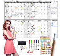 Large Dry Erase Wall Calendar - 36" x 52" Undated 4-Month Calendar for Home, Office, School - Reusable Jumbo Laminated Task Organizer