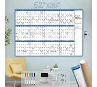 Large Dry Erase Wall Calendar - 52"x36" - Blank Undated Yearly Calendar - Whiteboard Premium Laminated Planner - Reusable Laminated Office Jumbo 12 Months Calendar