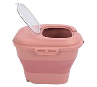 Large Dry Pet Food Container for Dog, Collapsible Dog Food Container with Airtight Lid, Clear Lid, Measuring Cup, Specifications (Pink)