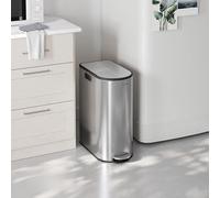 Large Dual Compartment Kitchen Bin Pedal Wing Lids Recycling SONGMICS Silver One Size