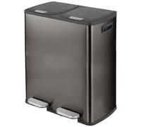 Large Dual Compartment Step Trash Can,Stainless Steel Dual Garbage & Recycle Bin with Foot Pedal and Soft Close Lid for Kitchen Living Room Office,40L（Black-60L）