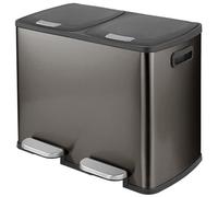 Large Dual Compartment Step Trash Can,Stainless Steel Dual Garbage & Recycle Bin with Foot Pedal and Soft Close Lid for Kitchen Living Room Office,40L（Black-40L）