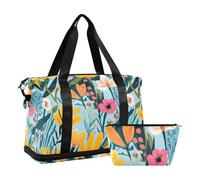 large duffel bag colorful botanical illustration travel bag crossbody duffel bag weekend duffel duffel duffel bag with adjustable strap for airplane travel foldable illustration, Colorful Botanical